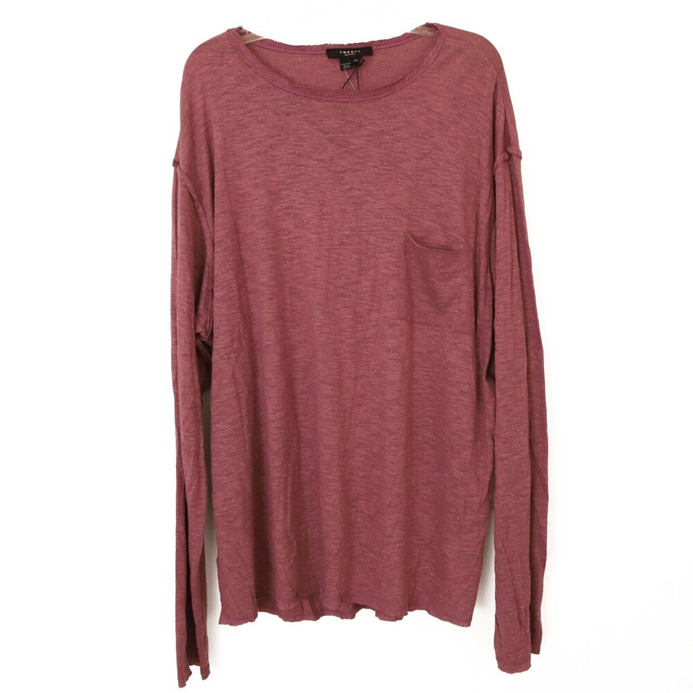 Twenty Montreal Slub Cotton Blend Pocket Tee XXL Purple Long Sleeve Mens B53